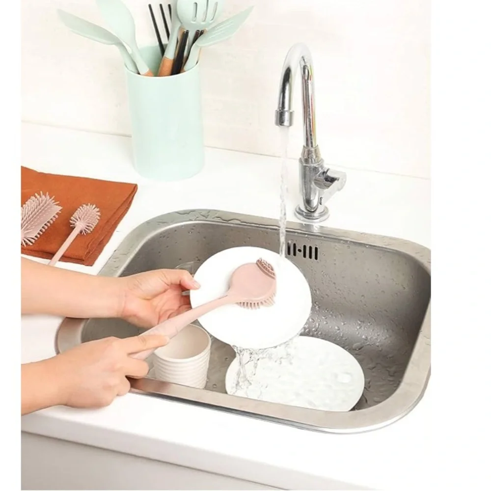 Silicone Dish Brush Set - Pink